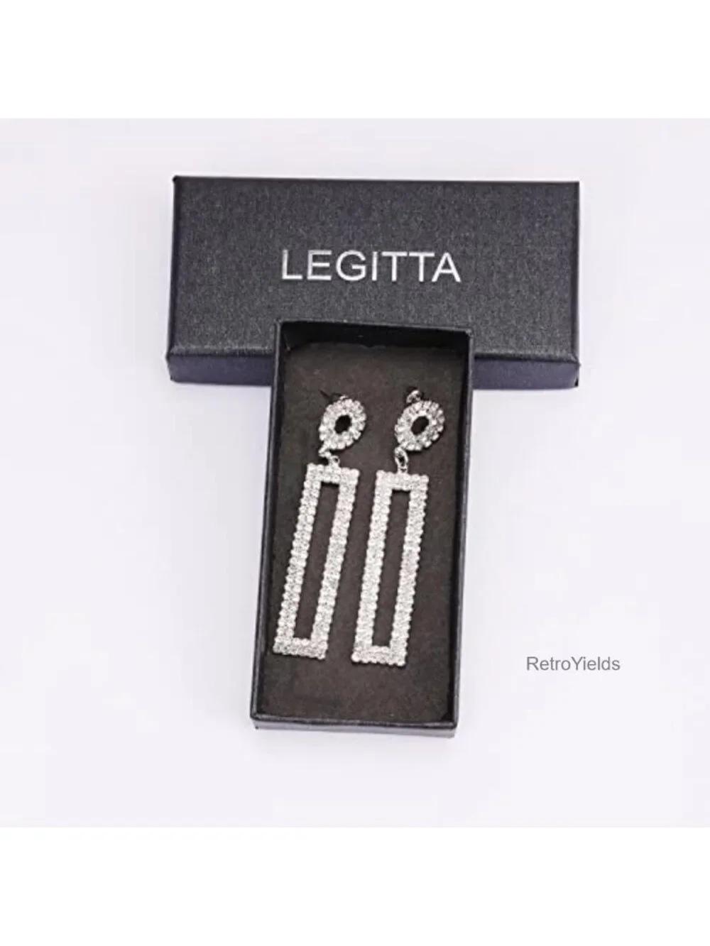 Rectangle Rhinestone Long Drop Dangle Earrings for Women - Sparkling Party